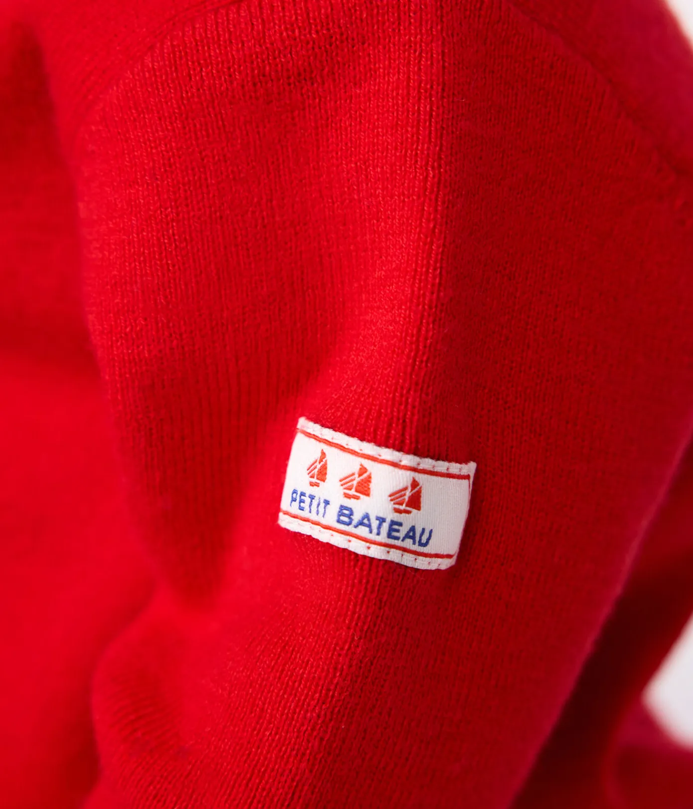 Petit Bateau Pullover, Cardigans*Baby-Pullover im Marine-Look aus einfarbiger Wollle und Baumwolle ROT POMPEI