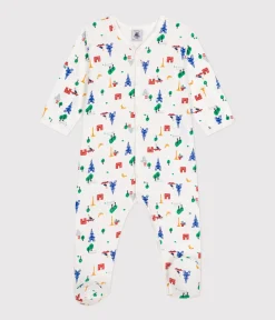 Petit Bateau Schlafanzüge, Strampler*Baby-Pyjama aus Baumwolle mit Paris-Printmotiv weiss MARSHMALLOW/weiss MULTICO