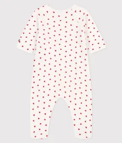 Petit Bateau Schlafanzüge, Strampler|Newborn*Baby-Pyjama aus Samt, mit Herzmotiv weiss MARSHMALLOW/ROT TERKUIT