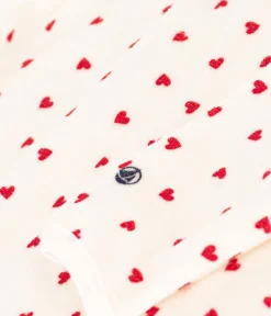 Petit Bateau Schlafanzüge, Strampler|Newborn*Baby-Pyjama aus Samt, mit Herzmotiv weiss MARSHMALLOW/ROT TERKUIT