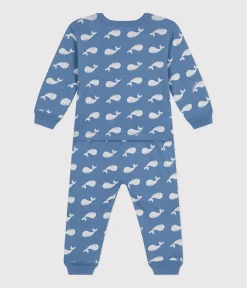 Petit Bateau Schlafanzüge, Strampler*Baby-Pyjama ohne Füße aus Baumwolle mit Wal-Printmotiv blau BEACH/ MARSHMALLOW