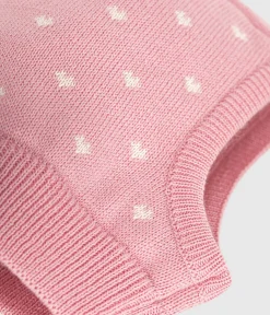 Petit Bateau Accessoires, Sonnenhüte, Caps*Baby-Schalmütze aus Wolle und Baumwolle rosa CHARME/weiss MARSHMALLOW