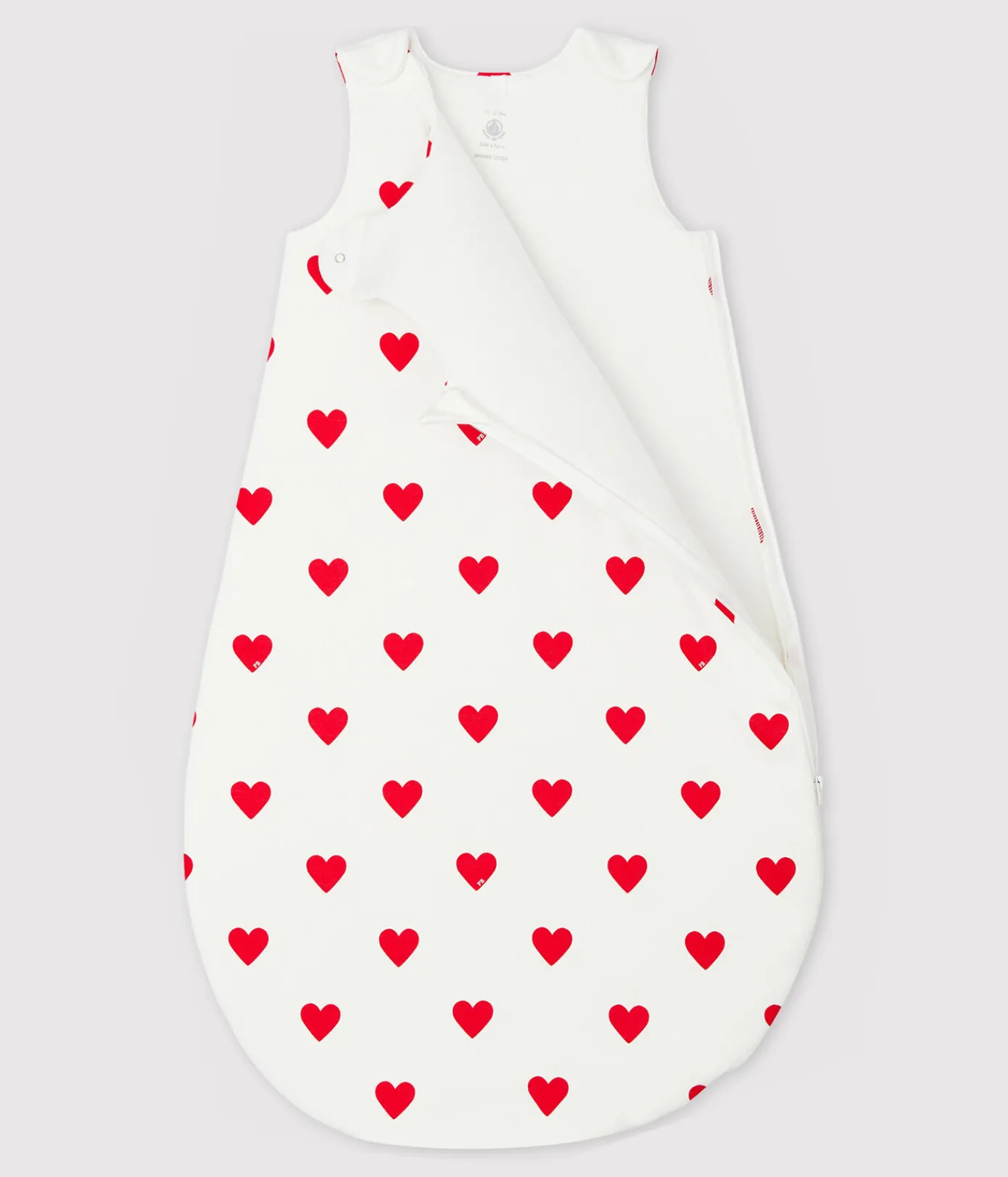 Petit Bateau Schlafsäcke, Decken|Newborn*Babyschlafsack aus Baumwolle mit Herzmotiv TOG-Wert 2 weiss MARSHMALLOW/ROT TERKUIT
