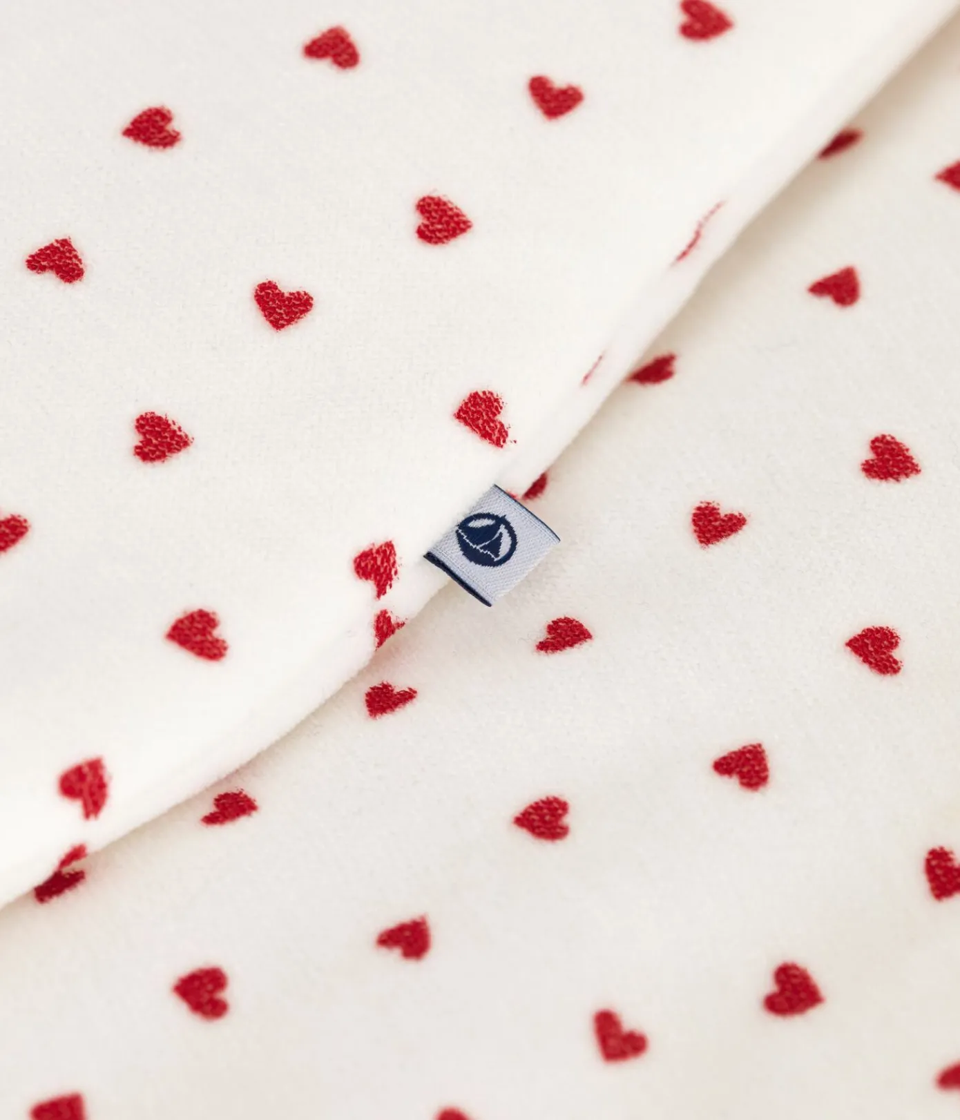 Petit Bateau Schlafsäcke, Decken|Newborn*Baby-Schlafsack aus Nicki mit Herzmotiv TOG-Wert 3 weiss MARSHMALLOW/ROT TERKUIT