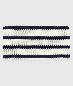Petit Bateau Accessoires, Sonnenhüte, Caps*Baby-Schlauchschal mit Streifen aus Strick mit Fleece-Futter blau MARSHMALLOW/ SOIR