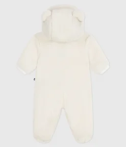 Petit Bateau Jacken, Anoraks|Newborn*Baby-Schneeanzug aus Sherpa mit Öhrchen und Ringelstreifen-Futter naturfarben MILK