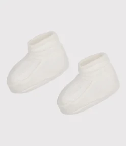 Petit Bateau Socken, Schühchen|Newborn*Baby-Schuhe für Neugeborene aus Baumwolle weiss MARSHMALLOW