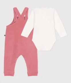 Petit Bateau Sets, Overalls & Latzhosen|Newborn*Baby-Set Latzhose aus Nicki rosa ROSEWOOD