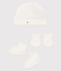 Petit Bateau Accessoires, Sonnenhüte, Caps|Socken, Schühchen*Baby-Set mit Mützchen, Schühchen und Fäustlingen aus Baumwolle variante 1