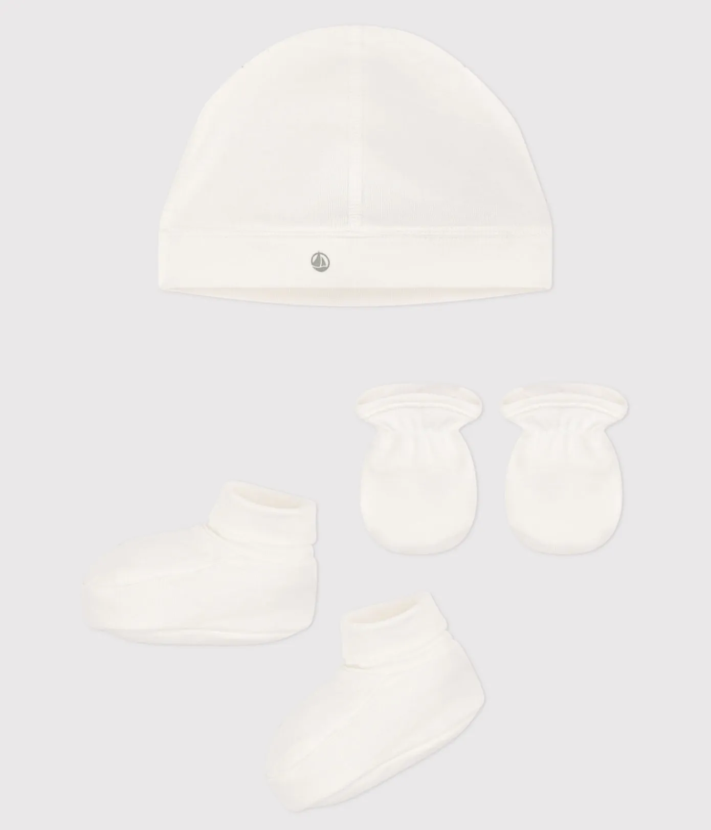 Petit Bateau Accessoires, Sonnenhüte, Caps|Socken, Schühchen*Baby-Set mit Mützchen, Schühchen und Fäustlingen aus Baumwolle variante 1