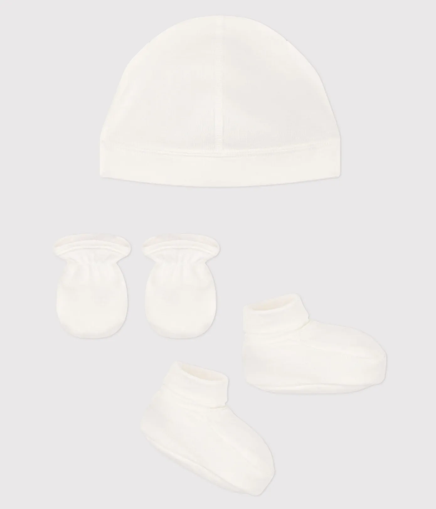 Petit Bateau Accessoires, Sonnenhüte, Caps|Socken, Schühchen*Baby-Set mit Mützchen, Schühchen und Fäustlingen aus Baumwolle variante 1