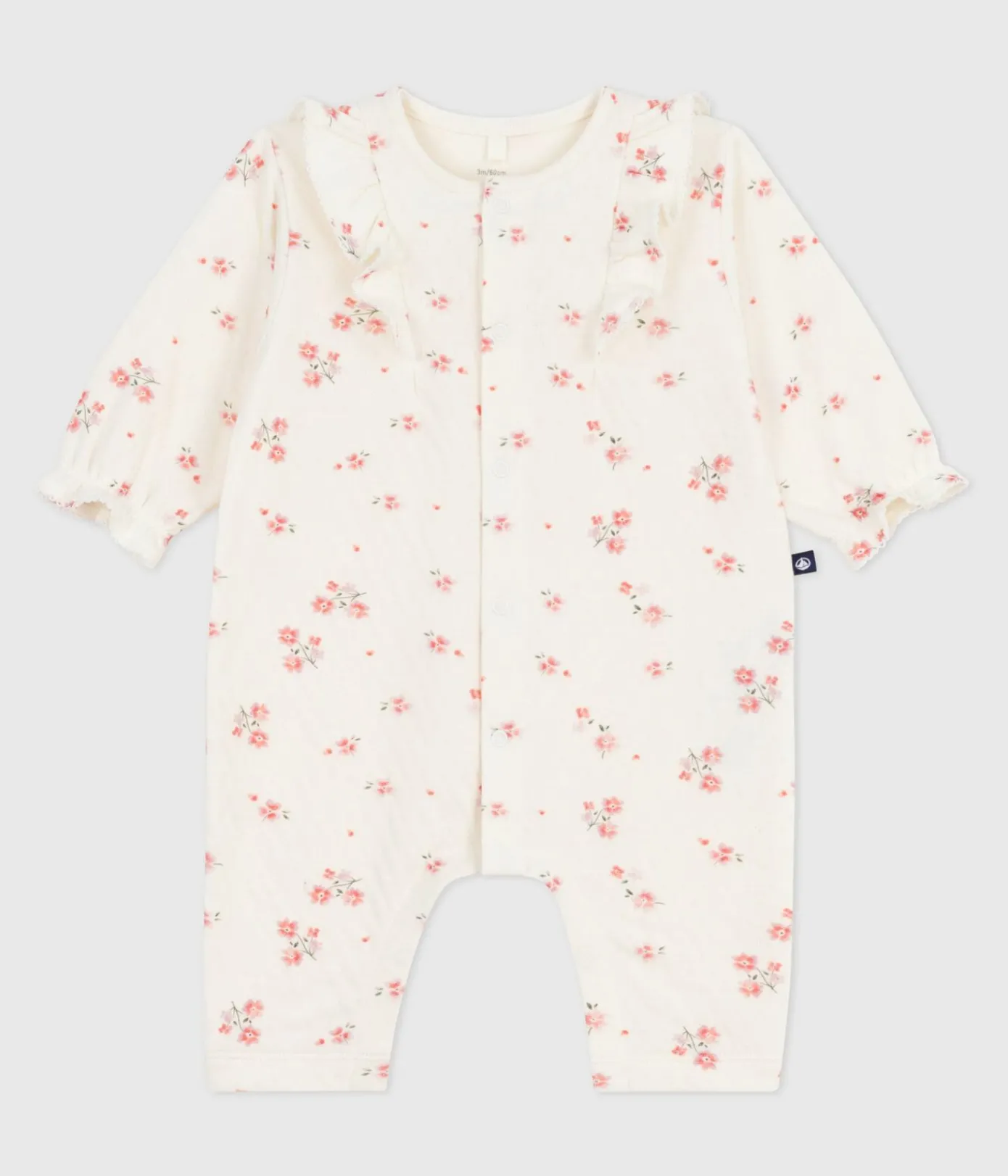 Petit Bateau Sets, Overalls & Latzhosen|Newborn*Baby-Set mit Rüschen aus Baumwolle mit Blumenmuster MILK/ MULTICO