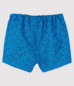 Petit Bateau Shorts, Hosen, Leggings*Baby-Shorts mit englischer Stickerei für Mädchen blau MYKONOS