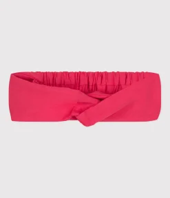 Petit Bateau Accessoires, Sonnenhüte, Caps*Baby-Stirnband aus einfarbigem Leinenstoff rosa GLOSS