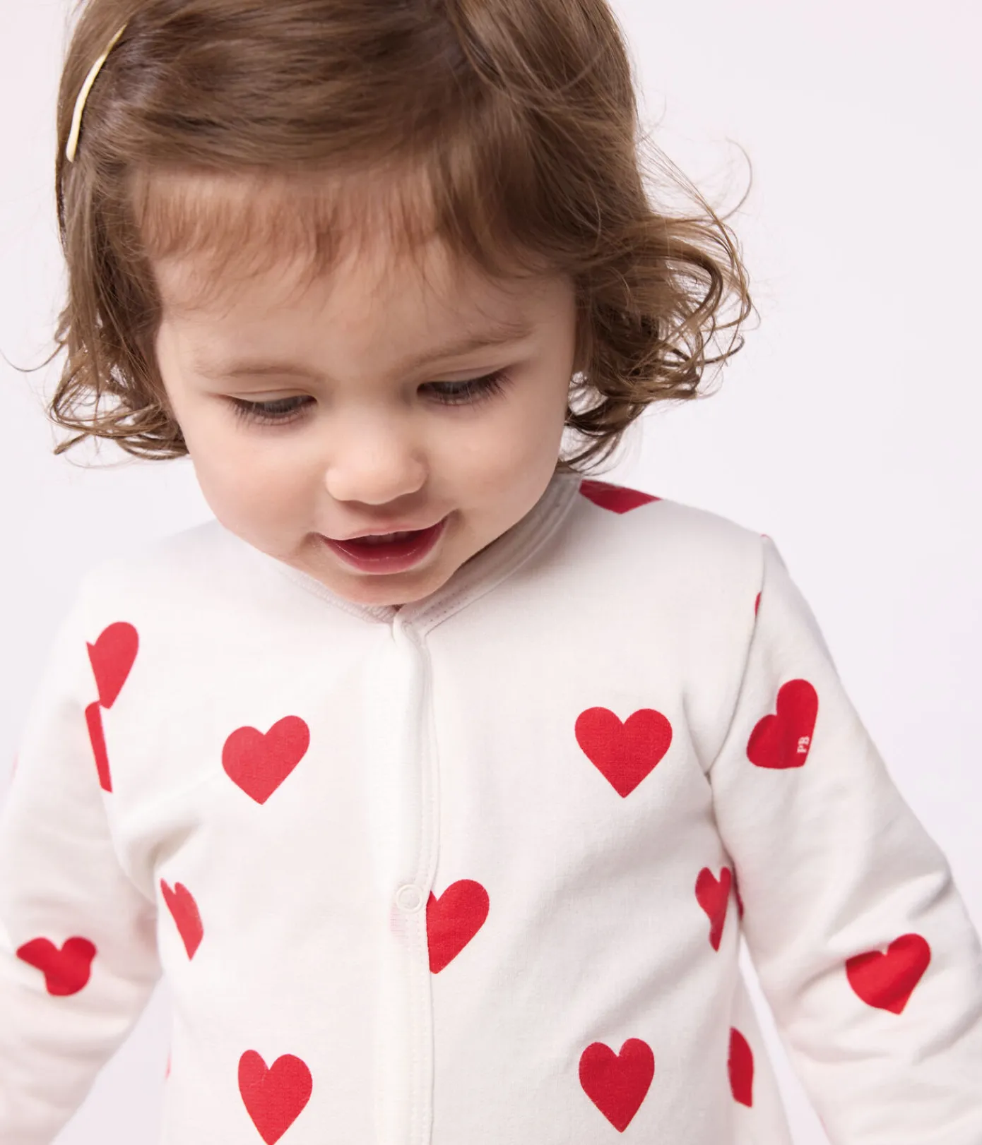 Petit Bateau Schlafanzüge, Strampler*Baby-Strampler aus Baumwolle mit roten Herzen weiss MARSHMALLOW/ROT TERKUIT