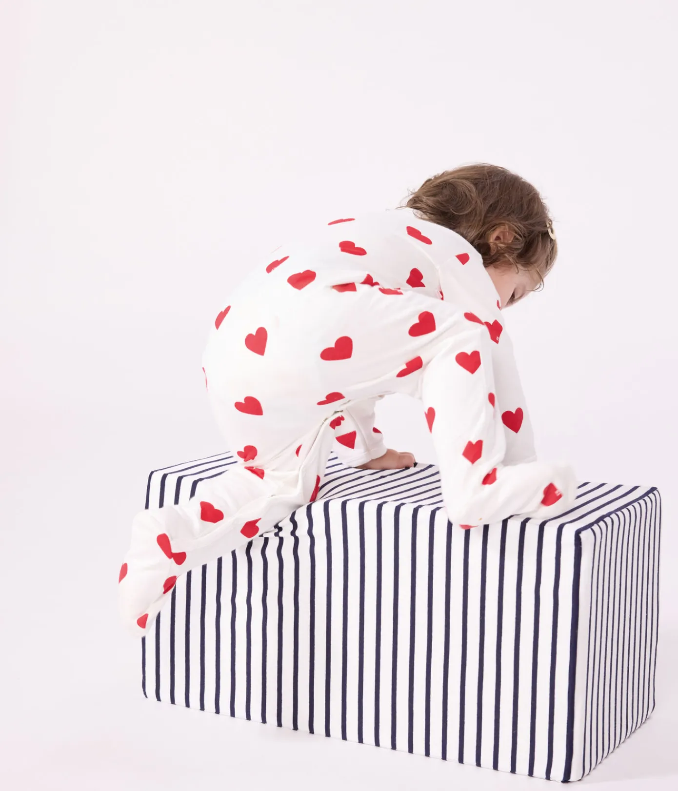 Petit Bateau Schlafanzüge, Strampler*Baby-Strampler aus Baumwolle mit roten Herzen weiss MARSHMALLOW/ROT TERKUIT