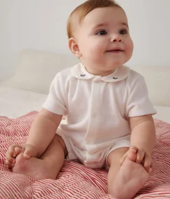 Petit Bateau Sets, Overalls & Latzhosen|Newborn*Baby-Strampler aus Baumwolle mit besticktem Kragen weiss MARSHMALLOW