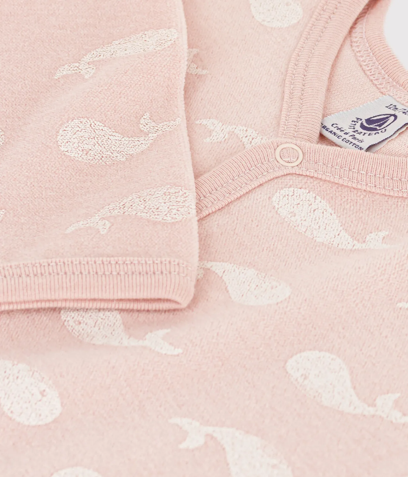 Petit Bateau Schlafanzüge, Strampler*Baby-Strampler aus Samt mit rosa Walmotiv SALINE/ MARSHMALLOW