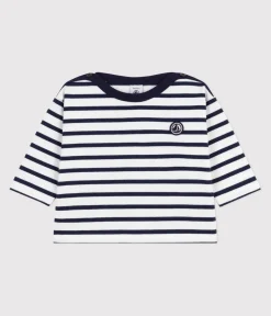 Petit Bateau Pullover, Cardigans*Baby-Streifenshirt aus Baumwolle weiss MARSHMALLOW/blau SMOKING