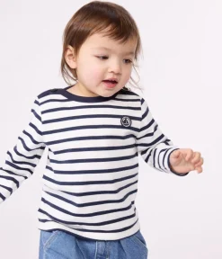 Petit Bateau Pullover, Cardigans*Baby-Streifenshirt aus dickem Jersey weiss MARSHMALLOW/blau SMOKING