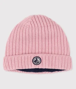Petit Bateau Accessoires, Sonnenhüte, Caps*Baby-Strickmütze mit Fleece-Futter rosa CHARME