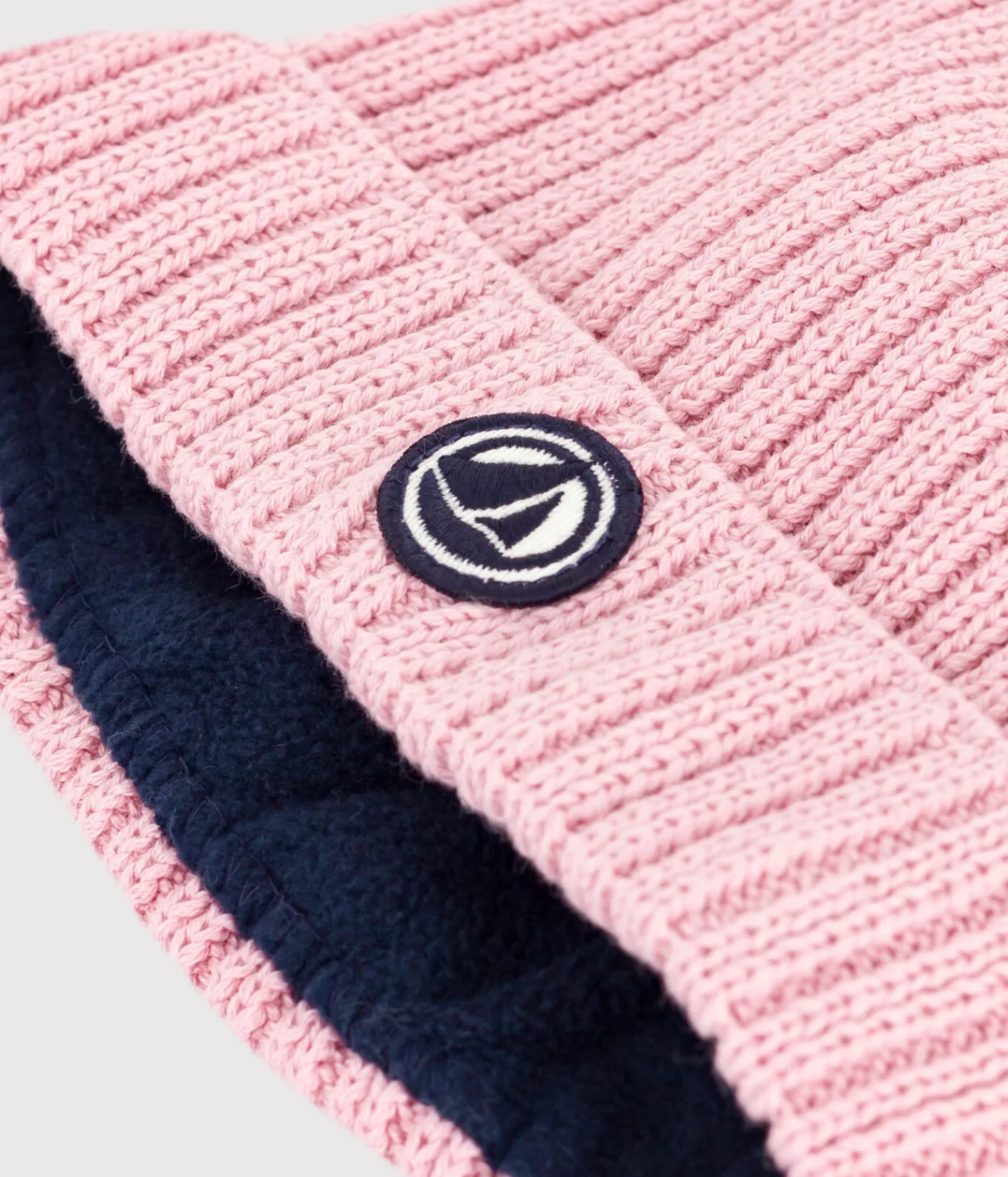 Petit Bateau Accessoires, Sonnenhüte, Caps*Baby-Strickmütze mit Fleece-Futter rosa CHARME