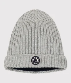 Petit Bateau Accessoires, Sonnenhüte, Caps*Baby-Strickmütze mit Fleece-Futter grau CHATON CHINE