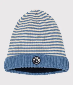 Petit Bateau Accessoires, Sonnenhüte, Caps*Baby-Strickmütze mit Fleece-Futter blau BEACH/ AVALANCHE