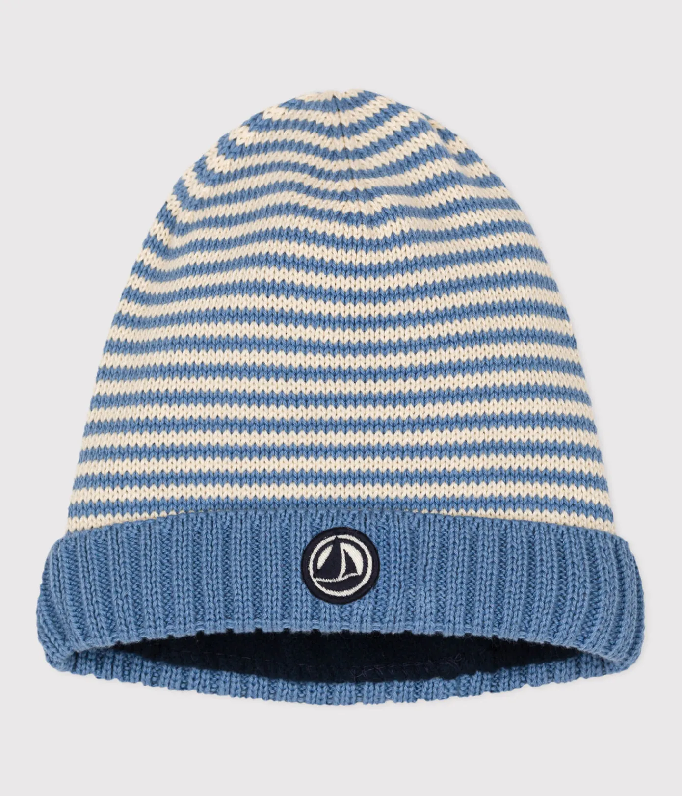 Petit Bateau Accessoires, Sonnenhüte, Caps*Baby-Strickmütze mit Fleece-Futter blau BEACH/ AVALANCHE