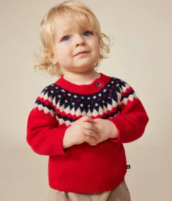 Petit Bateau Pullover, Cardigans*Baby-Strickpullover mit Wollanteil ROT STOP/ MULTICO
