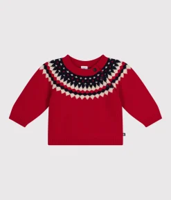 Petit Bateau Pullover, Cardigans*Baby-Strickpullover mit Wollanteil ROT STOP/ MULTICO