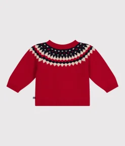 Petit Bateau Pullover, Cardigans*Baby-Strickpullover mit Wollanteil ROT STOP/ MULTICO
