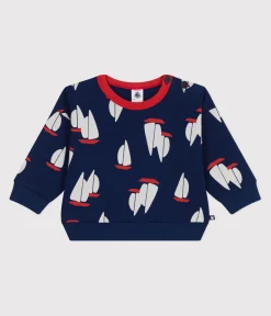 Petit Bateau Pullover, Cardigans*Baby-Sweatshirt aus Baumwolle mit großem Schiffmotiv blau MEDIEVAL/weiss MULTICO
