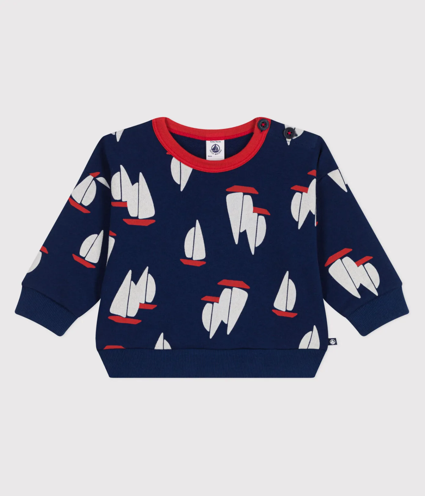 Petit Bateau Pullover, Cardigans*Baby-Sweatshirt aus Baumwolle mit großem Schiffmotiv blau MEDIEVAL/weiss MULTICO