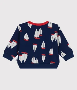 Petit Bateau Pullover, Cardigans*Baby-Sweatshirt aus Baumwolle mit großem Schiffmotiv blau MEDIEVAL/weiss MULTICO