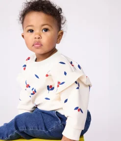 Petit Bateau Pullover, Cardigans*Baby-Sweatshirt aus Baumwolle mit Beerenmotiv und Volants MILK/ MULTICO