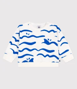Petit Bateau Pullover, Cardigans*Baby-Sweatshirt aus Baumwolle mit Hai-Motiv blau MARSHMALLOW/ PORCELANA