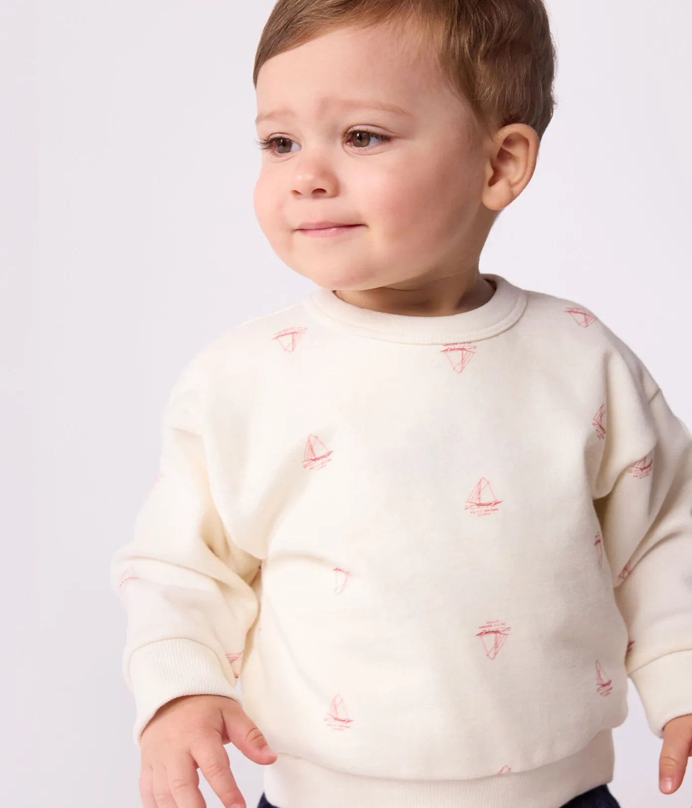 Petit Bateau Pullover, Cardigans*Baby-Sweatshirt aus Baumwolle mit Schiff-Motiv im Vintage-Stil ROT MILK/ POMPEI