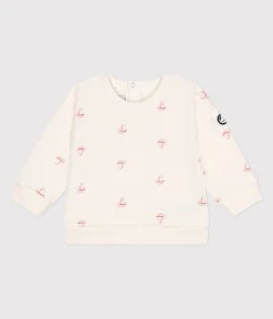 Petit Bateau Pullover, Cardigans*Baby-Sweatshirt aus Baumwolle mit Schiff-Motiv im Vintage-Stil ROT MILK/ POMPEI