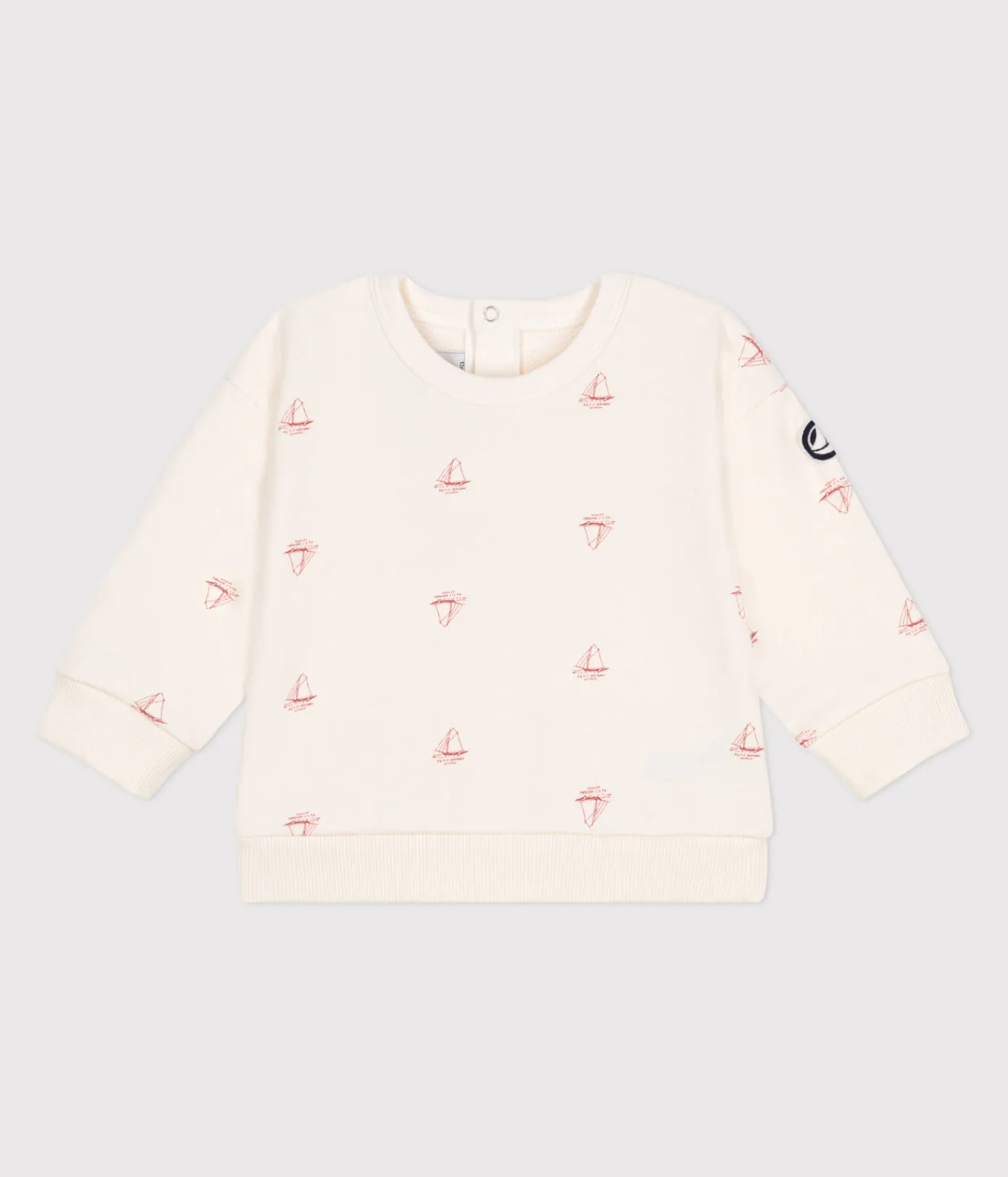 Petit Bateau Pullover, Cardigans*Baby-Sweatshirt aus Baumwolle mit Schiff-Motiv im Vintage-Stil ROT MILK/ POMPEI