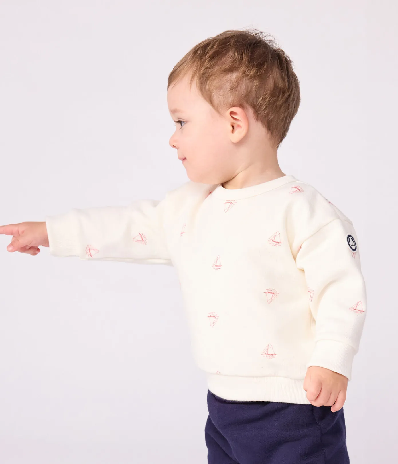 Petit Bateau Pullover, Cardigans*Baby-Sweatshirt aus Baumwolle mit Schiff-Motiv im Vintage-Stil ROT MILK/ POMPEI