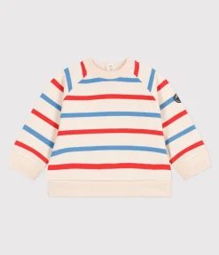 Petit Bateau Pullover, Cardigans*Baby-Sweatshirt aus Baumwolle mit zweifarbigen Matrosenstreifen weiss AVALANCHE/ MULTICO