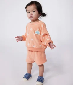 Petit Bateau Pullover, Cardigans*Baby-Sweatshirt aus Baumwoll-Frottee mit Sonnenmuster orange ABRICOT/ MARSHMALLOW
