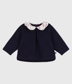 Petit Bateau Pullover, Cardigans*Baby-Sweatshirt aus einfarbiger Baumwolle mit gemustertem Kragen SOIR