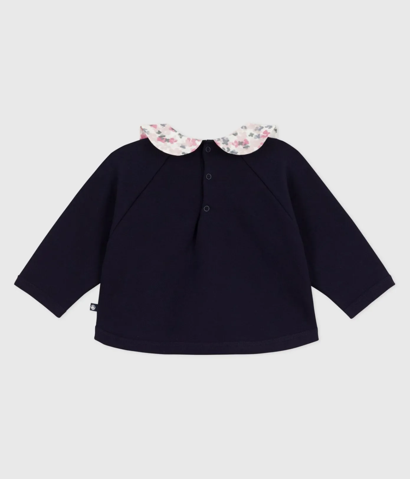 Petit Bateau Pullover, Cardigans*Baby-Sweatshirt aus einfarbiger Baumwolle mit gemustertem Kragen SOIR
