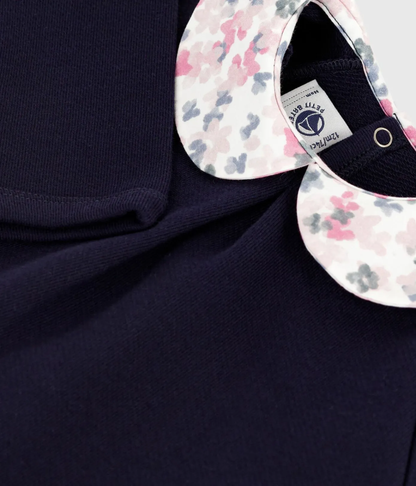 Petit Bateau Pullover, Cardigans*Baby-Sweatshirt aus einfarbiger Baumwolle mit gemustertem Kragen SOIR