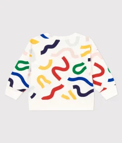 Petit Bateau Pullover, Cardigans*Baby-Sweatshirt aus leichtem Molton weiss MARSHMALLOW/weiss MULTICO