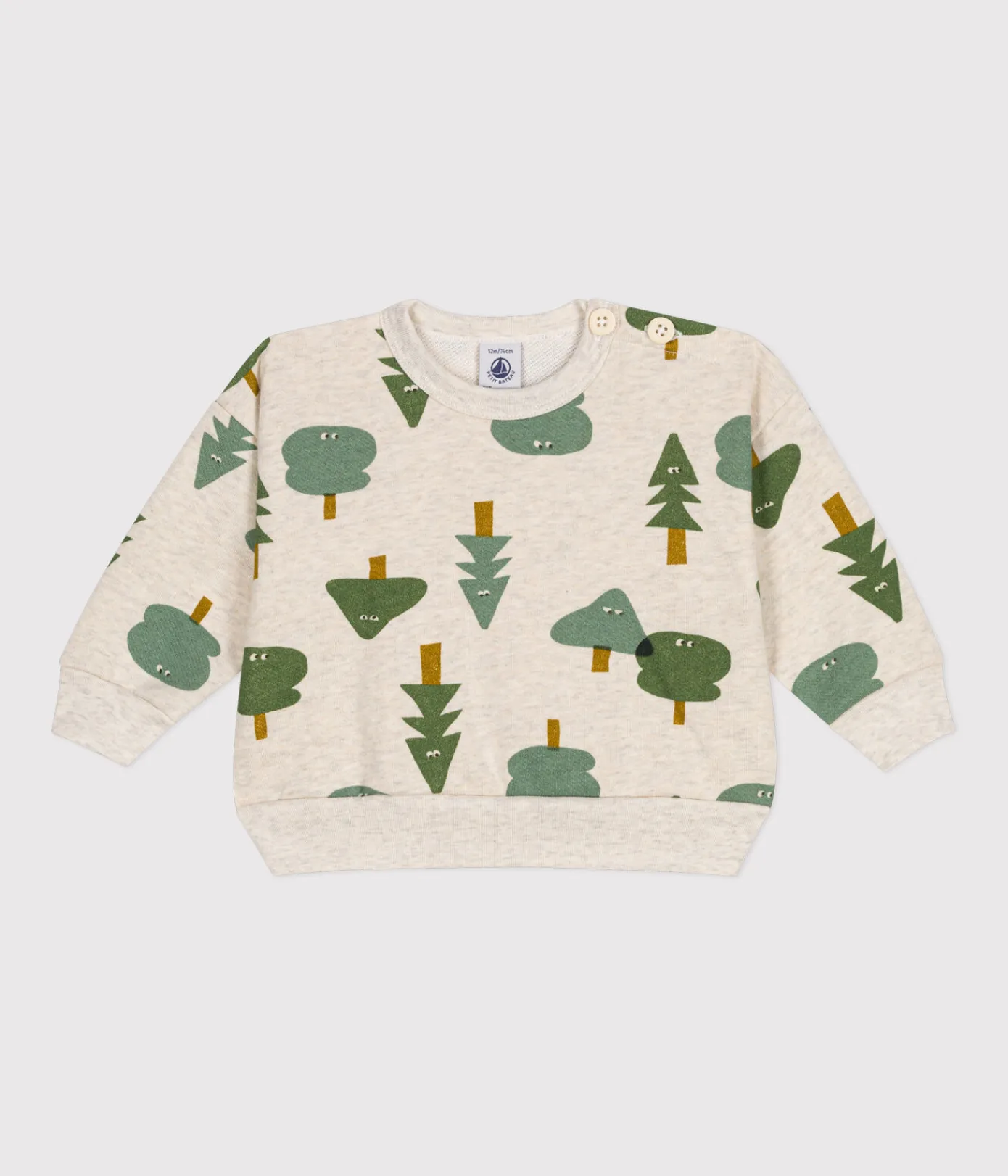 Petit Bateau Pullover, Cardigans*Baby-Sweatshirt aus Molton beige MONTELIMAR/weiss MULTICO