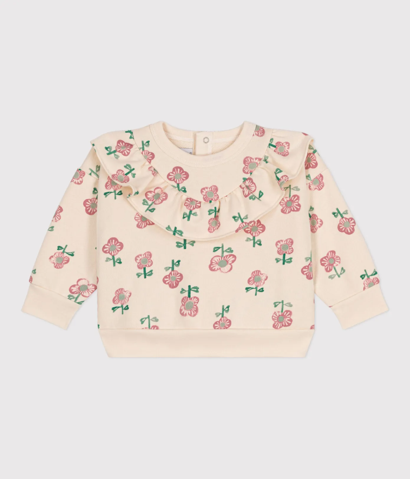 Petit Bateau Pullover, Cardigans*Baby-Sweatshirt aus Molton weiss AVALANCHE/ MULTICO