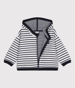 Petit Bateau Pullover, Cardigans*Baby-Sweatshirt mit Kapuze weiss MARSHMALLOW/blau SMOKING